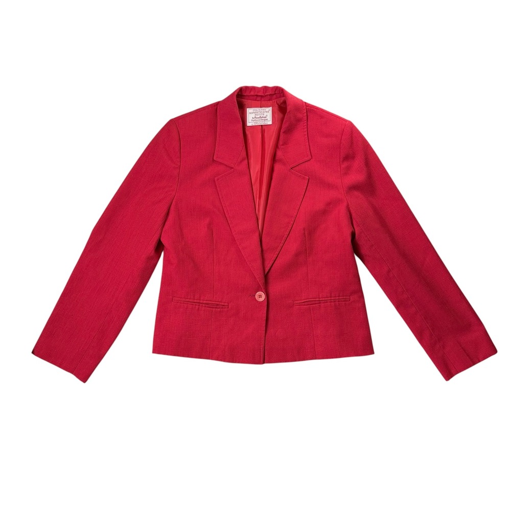 Vintage Pendleton Pink Linen Blend Blazer Size 8 Petite 90s Minimalist Jacket